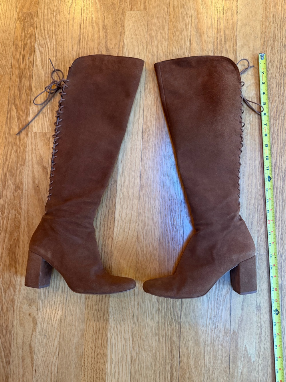 Zara Brown Suede Lace-Up Over the Knee Boots EU 40 / US 9-9.5